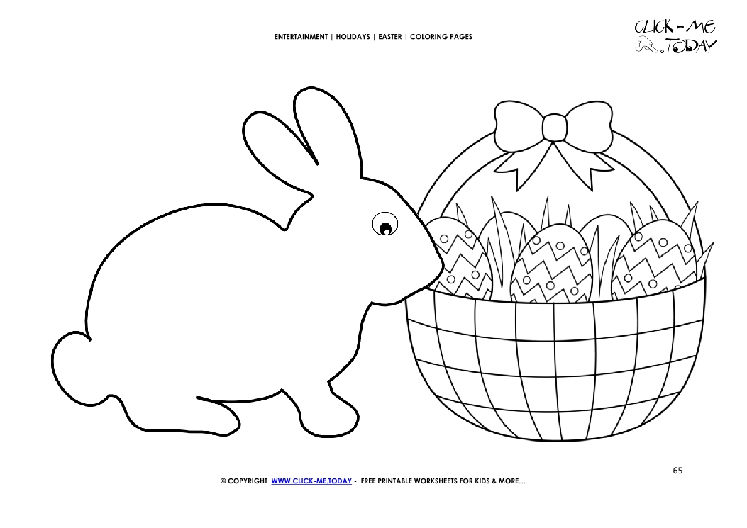Easter Coloring Page: 65 Big Easter bunny and basket with eggs
